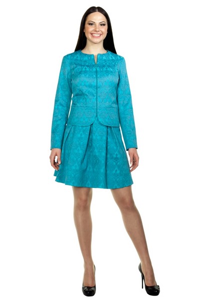 Franca - яркий бирюзовый жаккардовый жаке